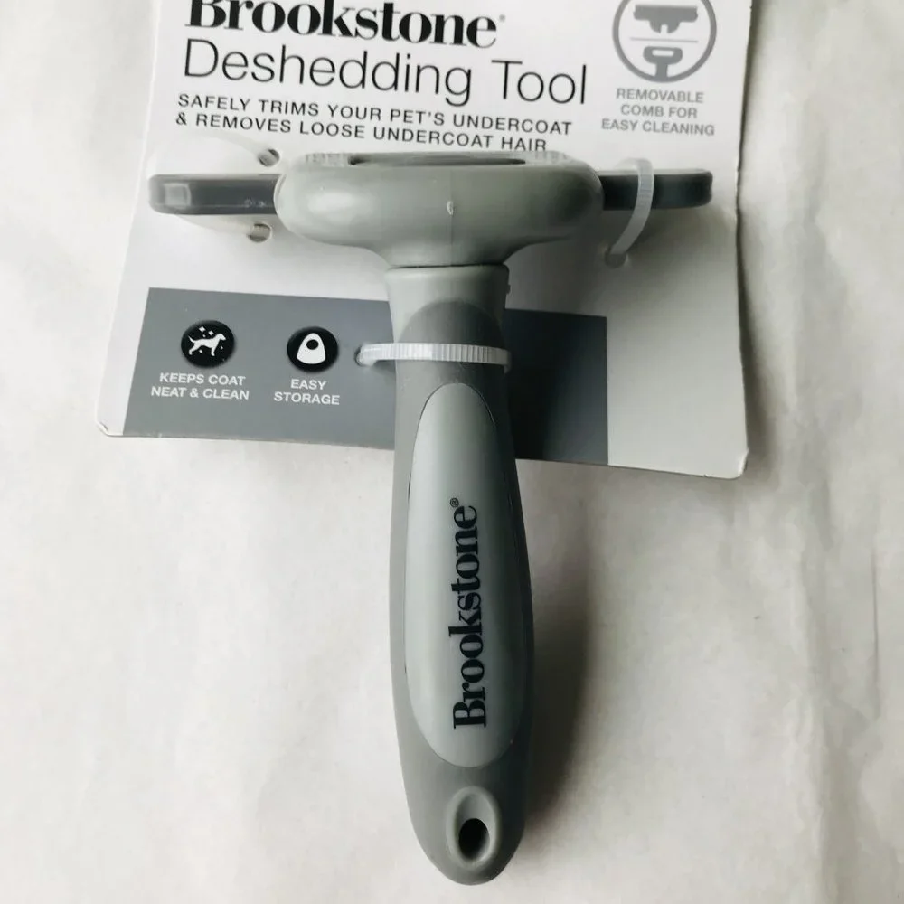 Dog Brookstone Deshedding Tool with Removable Comb for Easy Cleaning - Picture 2 of 2